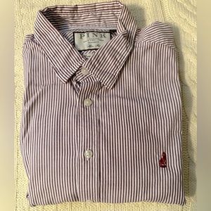 Thomas Pink, 16.5-17/Large, slim fit, long sleeve, red/white stripe, man’s shirt